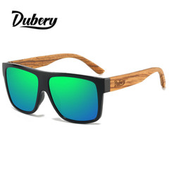 DUBERY Square Wood Polarized Sunglasses Men Women Wooden Temple Sport Glasses
