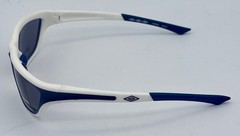 Umbro Mens Sunglass White / Blue, Solid Smoke Lens Plastic Sport Wrap GS02