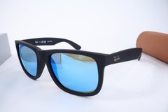 Ray-Ban Justin Color Mix Matte Rubber Black / Blue Mirror 54 mm Sunglasses