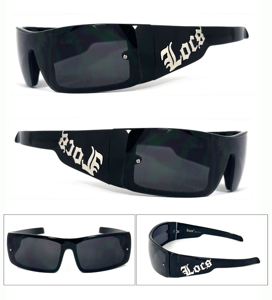 Retro Locs Mens Sunglasses 100% UV400 Shiny Black Frame LC54
