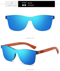 DUBERY Rimless Wood Polarized Square Sunglasses Men Women Wooden Temple Glasses