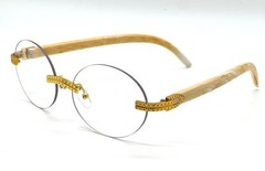 Slim Oval Round Rimless Wood Luxury Sunglasses HIP HOP Buffs Shades Rapper New