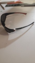 Polarized Men’s Wrap Sunglasses Black Plastic Frame Gray Tinted Lenses Red Temp