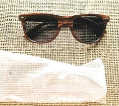 NN Burger Branded Wood Grain Sunglasses Retro Style