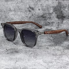 Classic Wood Grain Mirror Legs Sunglasses Men’s Small Frame Square Sun
