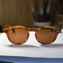 Vintage Johnny Depp brown polarized sunglasses mens solid blonde glasses UV400