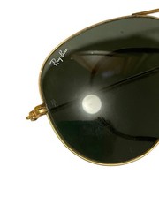 Vintage B&L Bausch and Lomb Ray-Ban Gold Plated Aviator Sunglasses, 147 mm