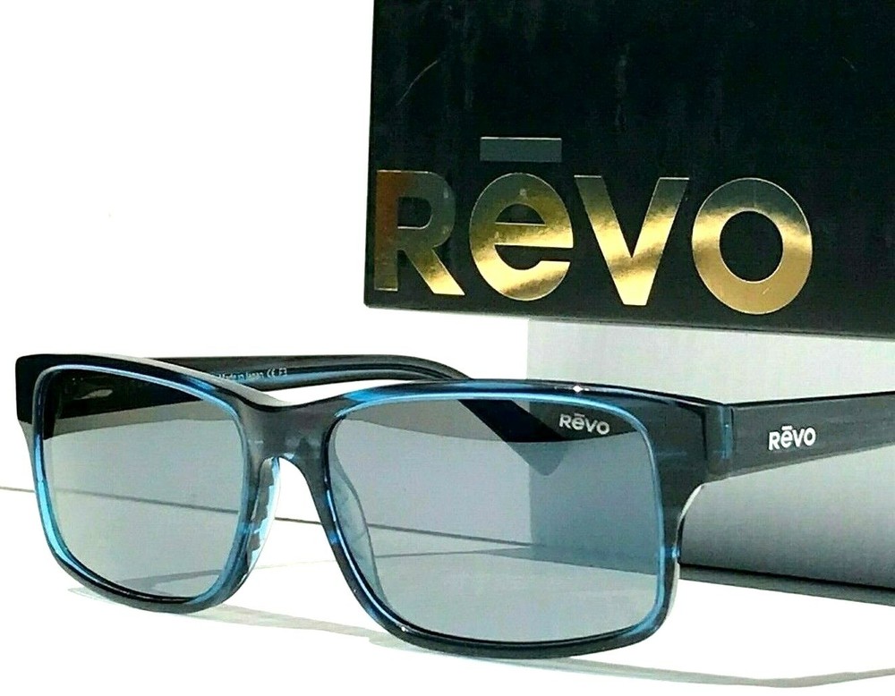 NEW* Revo FINLEY G Blue Horn polished POLARIZED GLASS Grey Sunglass 1112 05 GY