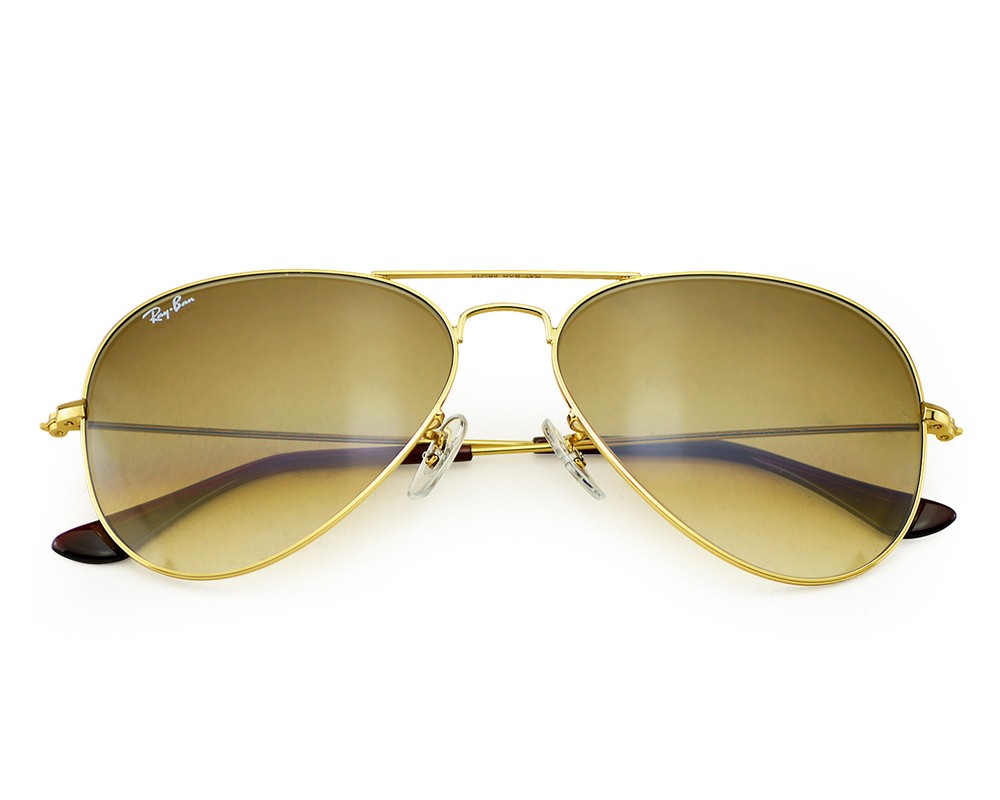 Ray-Ban Sunglasses RB3025 Aviator Gradient Gold Frame Light Brown Lenses 58mm
