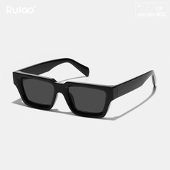 Ruiao 2026 fashion black small rectangular thick frame sunglasses for men