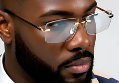 Mens Sunglasses Hip Hop SQUARE Frame Quavo Migos Rimless Clear Lens Gold Shades