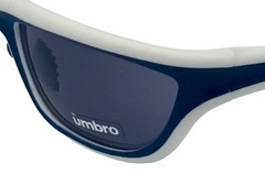 Umbro Mens Sunglass White / Blue, Solid Smoke Lens Plastic Sport Wrap GS02
