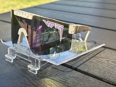 Pit Viper Shield Sunglasses Mirrored Black Lens Beige Speckled Plastic Frame