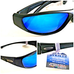 Sea Striker Polarized Sunglasses w Black Frames, Mirrored Lenses UV Protection