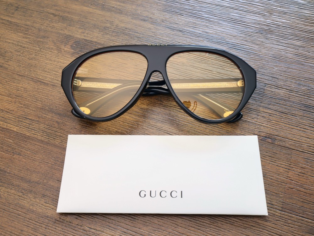 Gucci GG0479S 002 63mm Aviator Sunglasses in Black with Velvet case