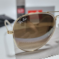 Ray-Ban RB3025 Aviator Pilot Sunglasses Gold Frame Gradient Brown Lens 58 mm