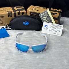 Costa Del Mar Fishing Sunglasses White Blue Mirror Polarized 580P