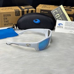 Costa Del Mar Fishing Sunglasses White Blue Mirror Polarized 580P
