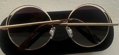 Men’s Round Sunglasses Gold Metal Frame Purple Tinted Plastic Lenses Solid