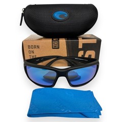 Costa Del Mar Fantail Sunglasses Matte Blackout Blue Polarized Glass 580G w/case