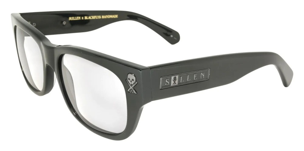 NEW Black Flys Sunglasses SULLEN FLY 2 SHINY BLACK CLEAR READER LENS LIMITED