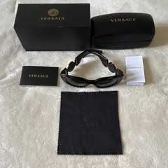 Versace Unisex “Biggie” Black Sunglasses with Gold Medusa