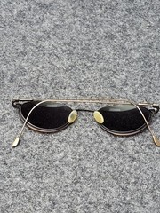 Metal Oval Sunglasses Mens One Size Gold Frame Brown Lenses Wire Rim Classic