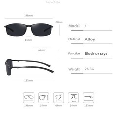 Men s Polarized Sunglasses UV400 Metal Frame Rectangle Driving Sports Glasses