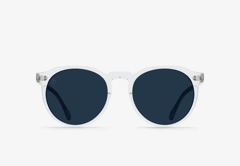 Share Raen Remmy 52 Polarized Unisex Retro Sunglasses Crystal Clear w/ Blue Lens