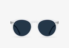 Share Raen Remmy 52 Polarized Unisex Retro Sunglasses Crystal Clear w/ Blue Lens