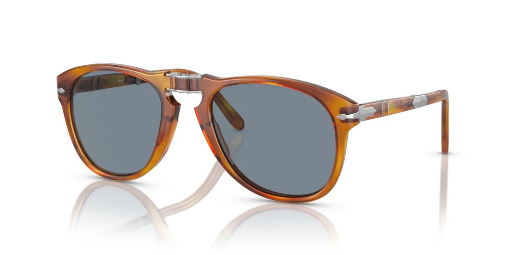 Persol PO0714SM 96/56 Light Havana Blue Unisex 54 mm Steve McQueen Sunglasses