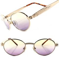 True Vintage Classic Old Fashioned Hippie Mens Womens Gold Round Oval Sunglasses
