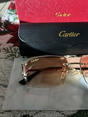 🇺🇸🔥USA Shipped Big C Diamond Cut Brown Lens Frameless & Gold Frame 🔥🇺🇸