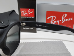 New Ray-Ban RB2140 Wayfarer Sunglasses Black Frame Glass Gray Lens 50/22 mm