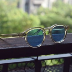 Johnny depp men’s blue sunglasses women’s flesh acetate glasses blue lens UV400