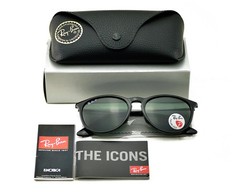 Ray-Ban Women Sunglasses RB4171 Erika Black Frame Polarized Green Lens 54mm