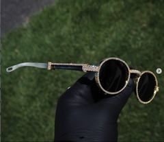 Iced Out Diamond Jewelry Sunglasses Luxury Glasses 925Silver Metal Horn Temple