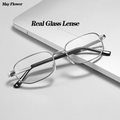 New Real Glass Lens Reading Men Women Square Full Frame Presbyopic Anti Scratch