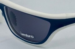 Umbro Mens Sunglass White / Blue, Solid Smoke Lens Plastic Sport Wrap GS02