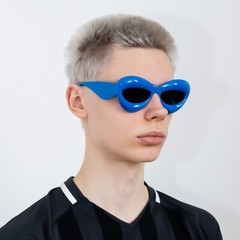 Y2K kiss kiss oversized sunglasses in electric blue & black