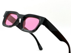 Men Sunglasses Hip Hop Style Classic Square Thick Frame Black and Blue Lens New
