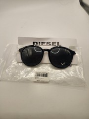 Brand New Diesel Round Sunglasses DL0188 Gloss Black Silver Bar 01A 54-17-145 3