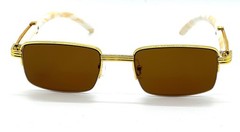 Dark Brown Lens Square Gold Marble Men Shades Outdoor Small Rapper Glasses Fancy