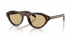 PRADA PR B15S 17N70R Tortoise Gold Logo Light Brown Lens Sunglasses AUTHENTIC