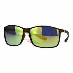 TAC Polarized Lens Sunglasses Mens Thin Light Weight Rectangular Mirrored