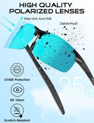 25g Polarized Sunglasses Men Sports: UV Protection Anti Glare Wrap Around Lig…