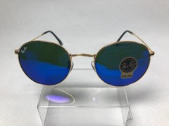 Ray-Ban RB3447 Round Gold Frame Light blue Lens Sunglasses 140MM