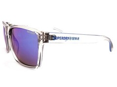 Superdry Kobe Sunglasses Crystal Smoke Grey with Blue Mirror Lenses 153