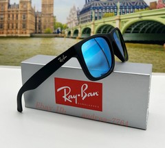 Ray-Ban RB4165 Justin Sunglasses Polarized Blue Lens Matte Black Frame 54mm Men