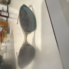 OakleyOval Metal Sunglasses Silver Frame Green Tinted Plastic Lenses
